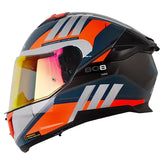 Casco Ls2 Ff808 Elece2 Azul Naranja Visor Rojo
